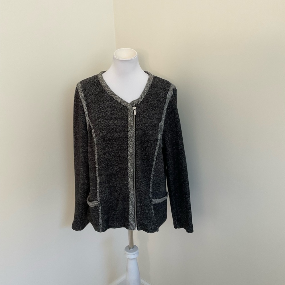Style & Co. Cozy Charcoal Women's Sweater Jacket- Soft Knit Long Sleeve